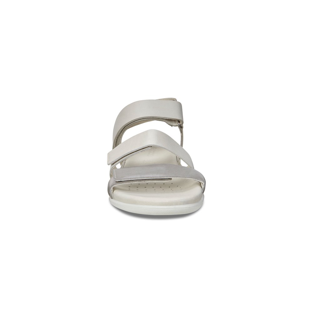 Womens Sandals - ECCO Flash Flat - White/Silver - 9137LEZMO